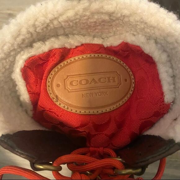 NWT Coach Laura Boots Women Size 9 Orange/Brown Rubber Duck Wool Lined - Picture 8 of 9